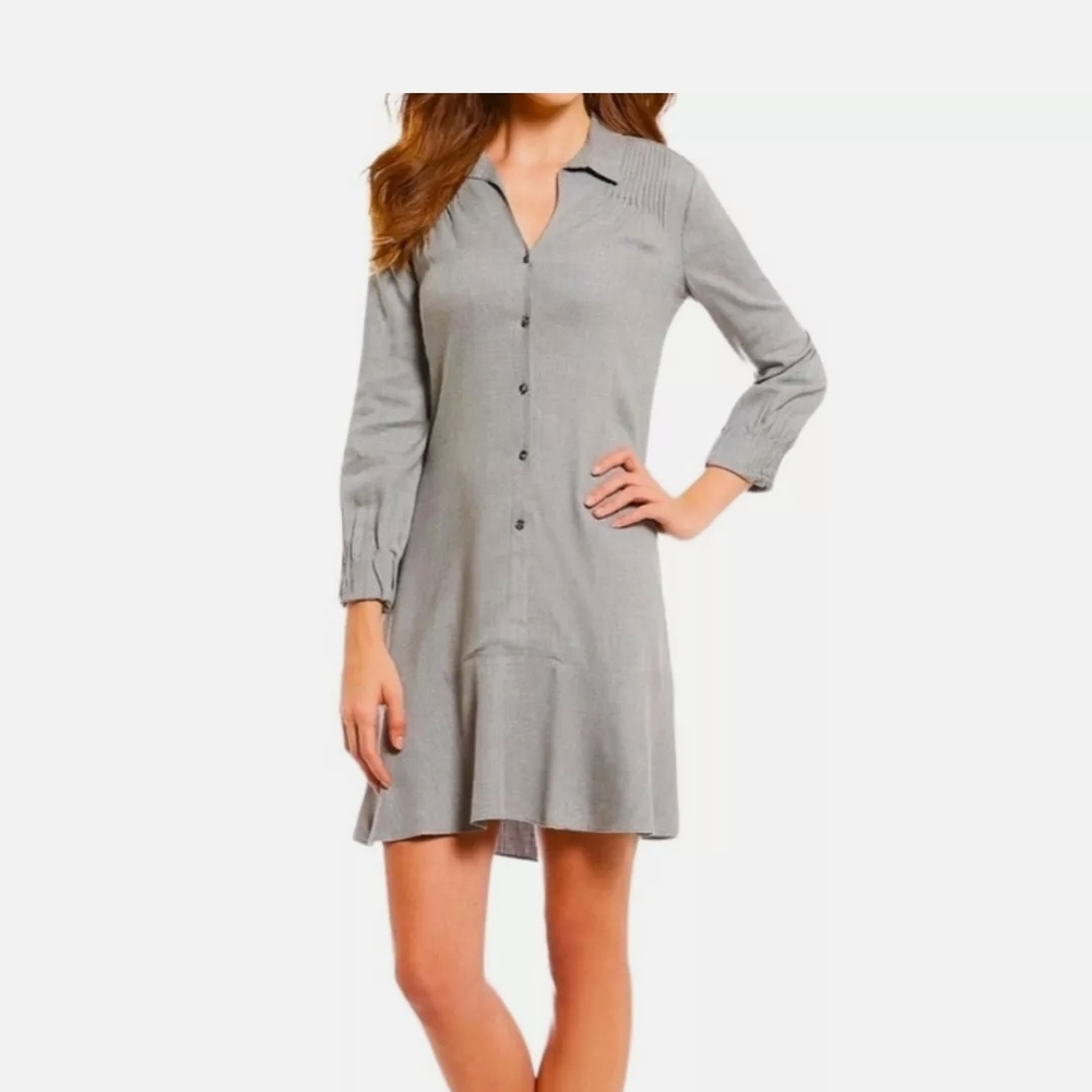 Gray Button-Up Women's Dress